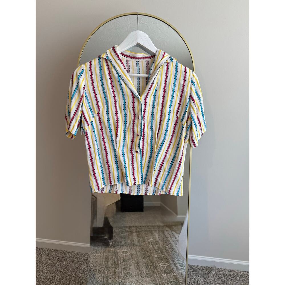 Vintage colorful stripe button shirt